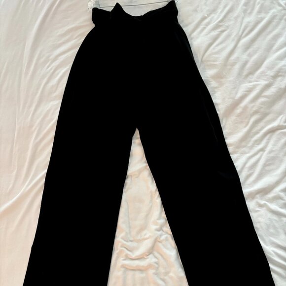 Zara Black High Rise Pull On Wide Leg Pants with Belt, XL - Picture 3 of 8